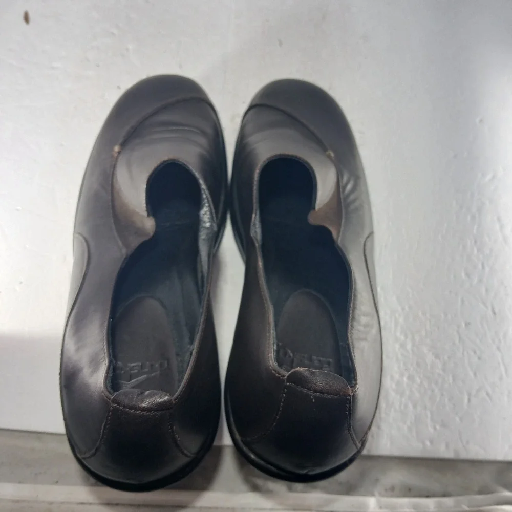Dansko Leather Wedge Loafers 40 Brown Slip On Comfort Work Shoes